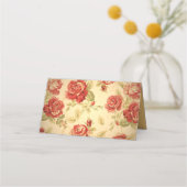Carte De Placement Rose rouge, crème, bronze antique floral (Dos)