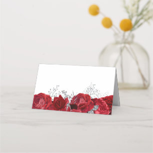 Carte De Placement Rose rouge & Noces d'argent & Mariage