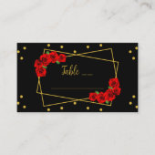 Carte De Placement Rose rouge Noir et or Quinceañera (Devant)