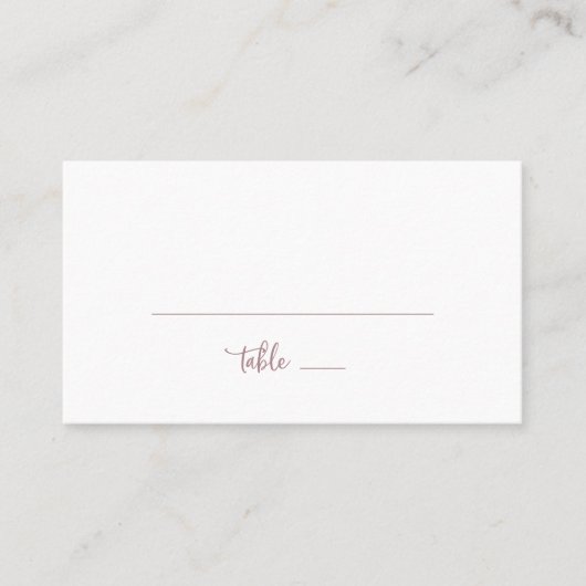Carte De Placement Rose Rustique Gold Script Plat Mariage Place Card (Devant)