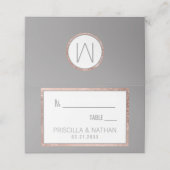 Carte De Placement Rose simple  Gold Frame Ardoise gris Mariage (Extérieur déplié)