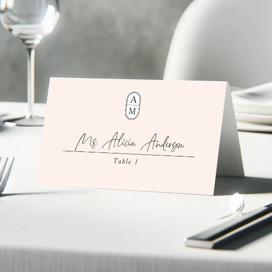 Carte De Placement rose vif moderne, Paraphe simple mariage