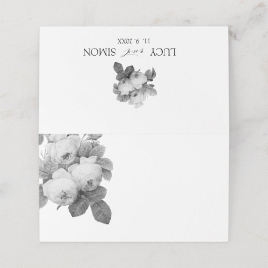 Carte De Placement Rose vintage (Extérieur déplié)