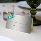 Carte De Placement Roses Aqua et Mariage Silver