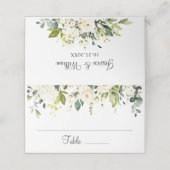 Carte De Placement Roses blanches d'ivoire Tableau Mariage de verdure (Extérieur déplié)