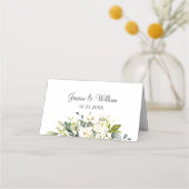 Carte De Placement Roses blanches d'ivoire Tableau Mariage de verdure (Dos)