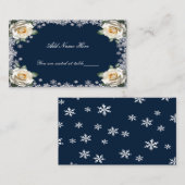 Carte De Placement Roses blanches Flocon de neige Table Mariage de No (Devant / Derrière)