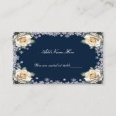 Carte De Placement Roses blanches Flocon de neige Table Mariage de No (Devant)