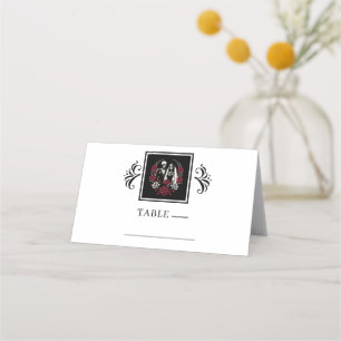 Carte De Placement Roses blanches rouges & noires Squelette Couple Ma