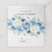 Carte De Placement Roses Bleues Et Blanches (Extérieur déplié)