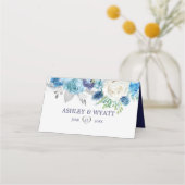 Carte De Placement Roses Bleues Et Blanches (Dos)