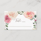 Carte De Placement Roses d'aquarelle. Mariage élégant de jardin fleur (Devant)