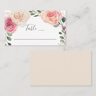 Carte De Placement Roses d'aquarelle. Mariage élégant de jardin fleur