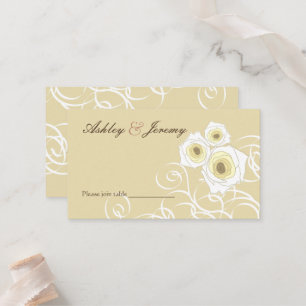 Carte De Placement Roses De Crème Et Frottent Élégant Mariage Romanti