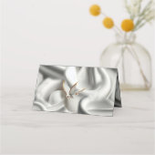 Carte De Placement Roses d'or blanc, soie de champagne et papillons (Dos)