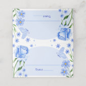 Carte De Placement Roses et papillon bleu clair Quinceañera (Extérieur déplié)