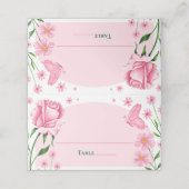 Carte De Placement Roses et papillon rose pâle Quinceañera (Extérieur déplié)