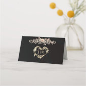 Carte De Placement Roses & Heart Monogram - Noir (Dos)