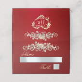 Carte De Placement Roses & Monogramme Cœur - Rouge (Extérieur déplié)