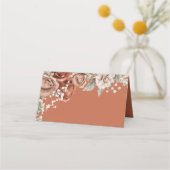 Carte De Placement Roses orange brûlé Terracotta Floral Navy Mariage (Dos)