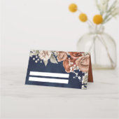 Carte De Placement Roses orange brûlé Terracotta Floral Navy Mariage (Devant)