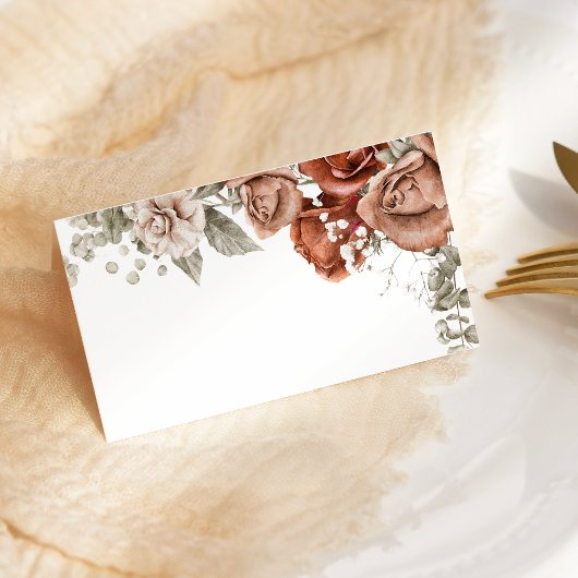 Carte De Placement Roses orange brûlés Terracotta Mariage floral