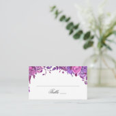Carte De Placement Roses roses et violets. Mariage de fleurs d'aquare (Debout devant)