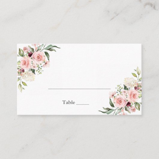 Carte De Placement Roses roses romantiques Dusty Rose Mariage Place C (Devant)