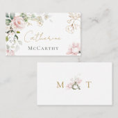 Carte De Placement Roses roses roses Mariage de feuillage (Devant / Derrière)