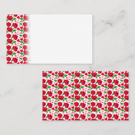 Carte De Placement Roses Rouges Cœurs Roses Joyeuse Saint-Valentin (Devant / Derrière)