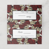 Carte De Placement Roses Rouges & Crânes Fleur Florale Gothique Table (Extérieur déplié)