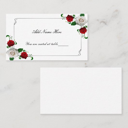 Carte De Placement Roses rouges et blanches Mariage de Noël Table (Devant / Derrière)