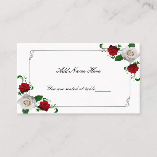 Carte De Placement Roses rouges et blanches Mariage de Noël Table (Devant)