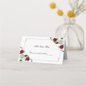 Carte De Placement Roses rouges et blanches Mariage de Noël Table (Devant)