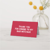 Carte De Placement Rouge, Blanc, Navy Baseball Bar Mitzvah (Dos)