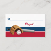 Carte De Placement Rouge, Blanc, Navy Baseball Bar Mitzvah (Devant)