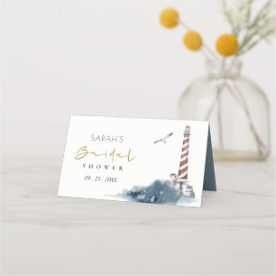 Carte De Placement ROUGE BLEU PHare MER BRIDAL DOUCHE