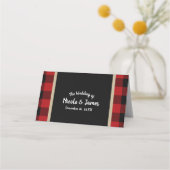 Carte De Placement Rouge écossais kraft rustique pour table de mariag (Devant)