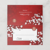 Carte De Placement Rouge Fleur de cerisier blanc | Mariage chinois (Extérieur déplié)
