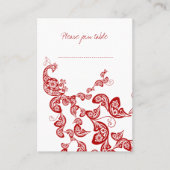 Carte De Placement Rouge Floral Boho Peacock Eastern Chic Mariage asi (Devant)