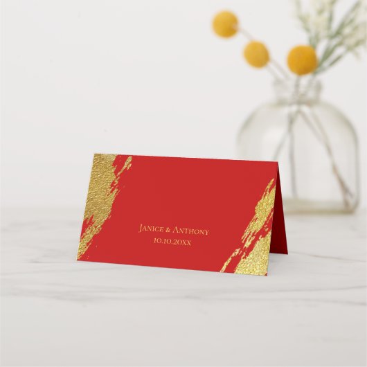 Carte De Placement Rouge or calligraphie brosse trait mariage chinois (Dos)
