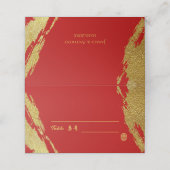 Carte De Placement Rouge or calligraphie brosse trait mariage chinois (Extérieur déplié)