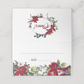 Carte De Placement Rouge Poinsettia Floral Noël Aquarelle Table (Extérieur déplié)