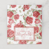 Carte De Placement Rouge rose et blanc imprimé classique (Extérieur déplié)