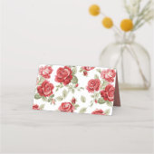 Carte De Placement Rouge rose et blanc imprimé classique (Dos)