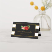 Carte De Placement Rouge Rose, Noir, Blanc & Or - (Dos)