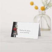 Carte De Placement Rouge Roses Bébé Respiration Black Rubans Place Ca (Dos)