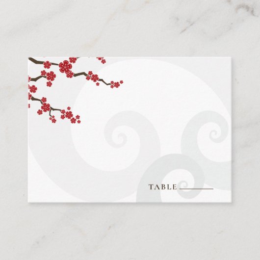 Carte De Placement Rouge Sakura Fleurs cerisiers fleurs Mariage (Devant)