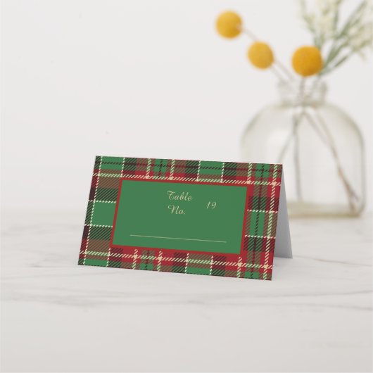 Carte De Placement rouge vert noir écossais celtique tartan mariage (Devant)
