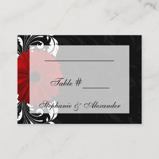 Carte De Placement Rouges, noirs et blancs Gerbera Daisy (Devant)